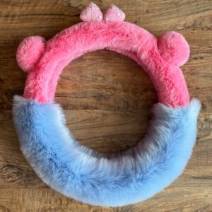 دورفرمان گوش دار و پاپیون دار نرمالو آبی تپل و صورتی