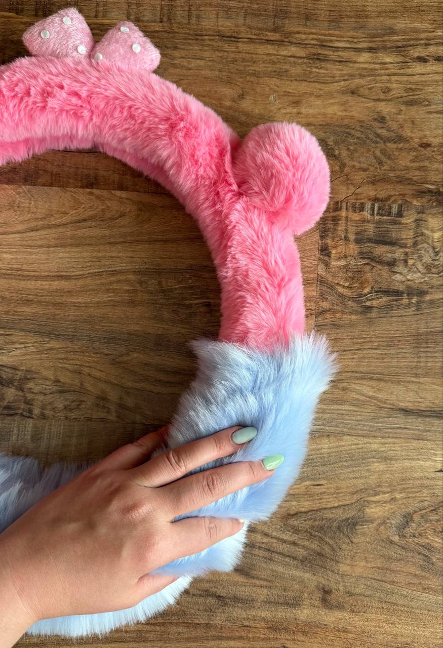 ست 11 تکه گوش دار و پاپیون دار نرمالو آبی تپل و صورتی - Image 7